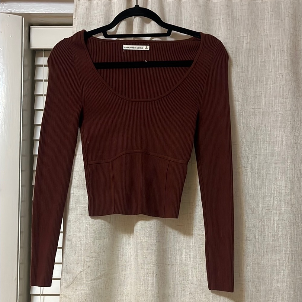 Abercrombie & Fitch Red Fitted Crop Bodysuit
